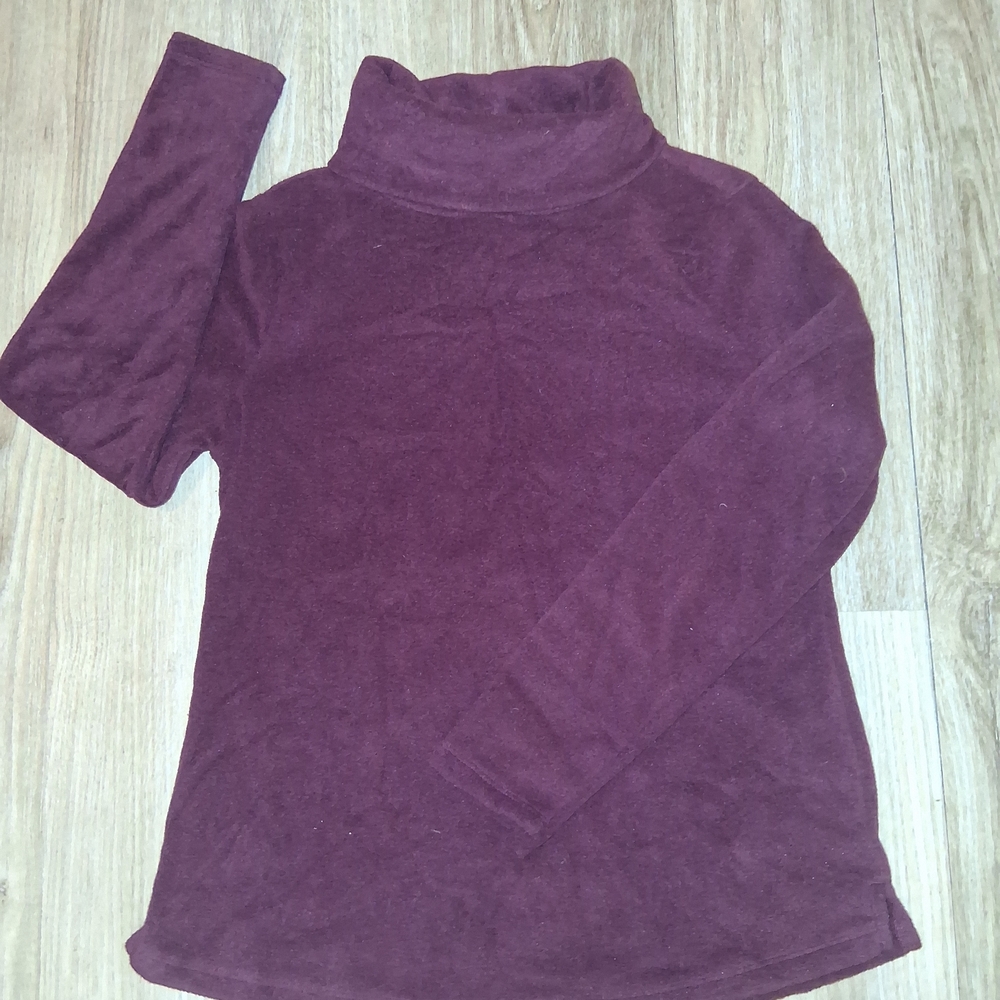 Talbots Rich Burgundy Fleece Turtleneck